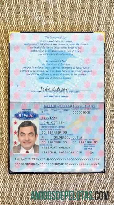 Visual fotográfico do passaporte dos EUA antes de 2007 modelo